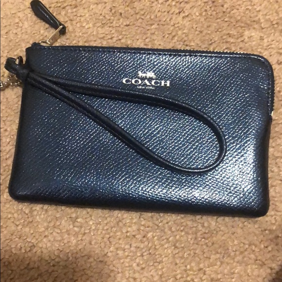 Navy blue coach wristlet hint of sparkle - Picture 2 of 5